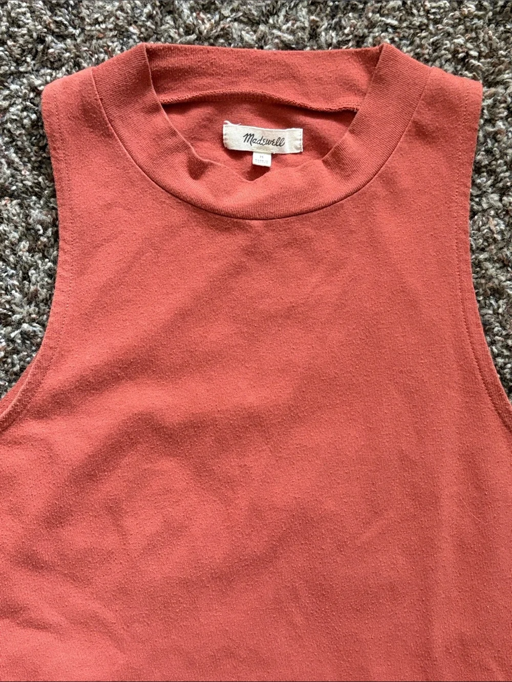 Madewell Sleeveless Crewneck Halter Tank in Burnt Coral Orange, Size Medium